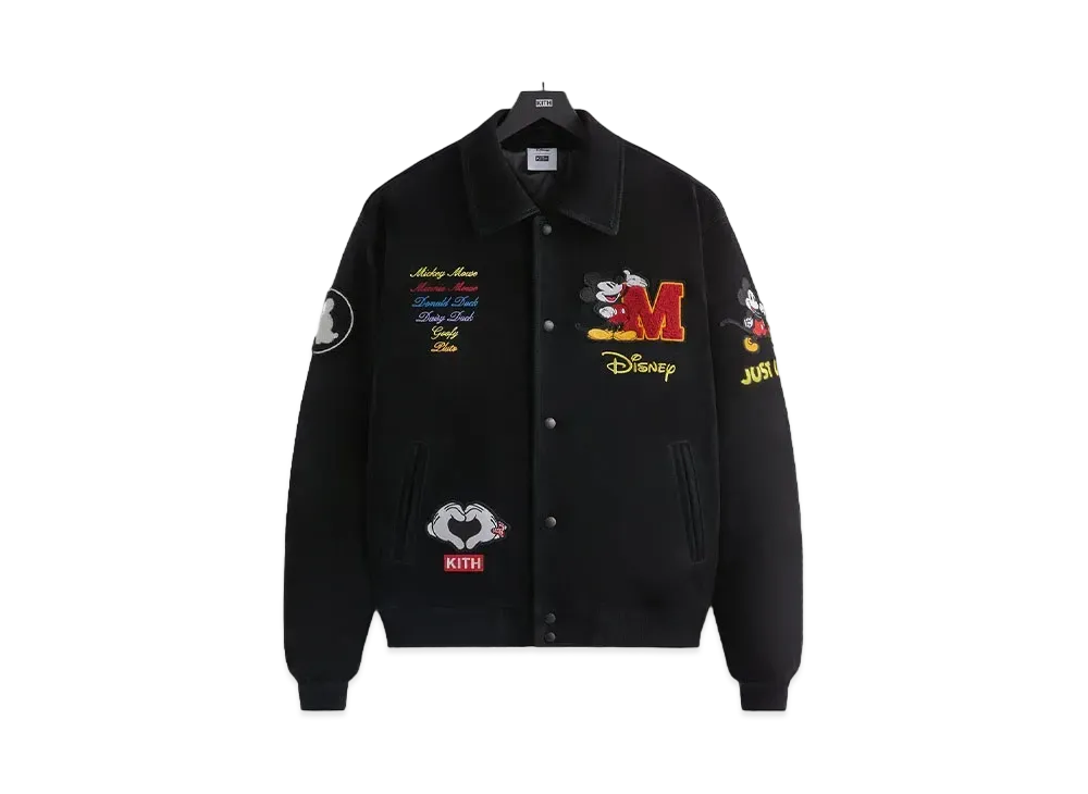 Kith x Disney Mickey & Friends Suede Varsity Jacket "Black"