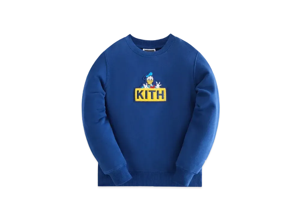 Disney | Kith Kids for Mickey & Friend Donald Duck Classic Logo Crewneck "Cyanotype"