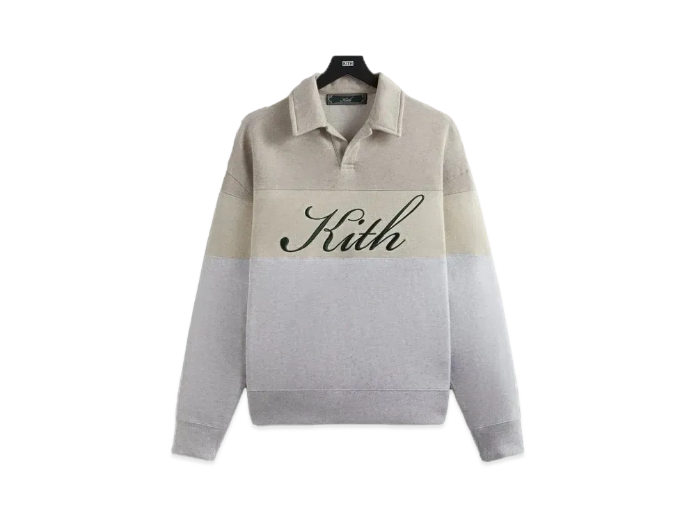 Kith Color-Blocked Nelson Collared Pullover "Light Heather Grey"