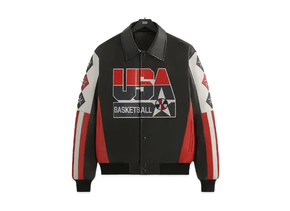 Kith x USA Basketball Leather Jacket "Black"