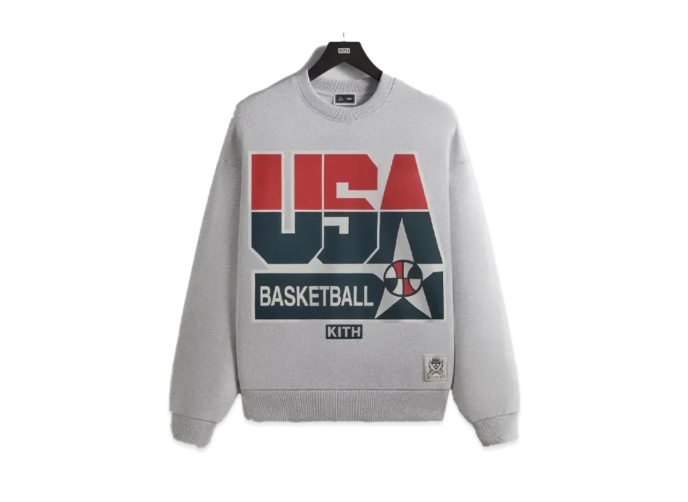 Kith x USA Basketball Legend Vintage Nelson Crewneck "Light Heather Grey"