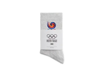 Kith x Olympics Heritage Seoul Mid Crew Sock "Light Heather Grey"