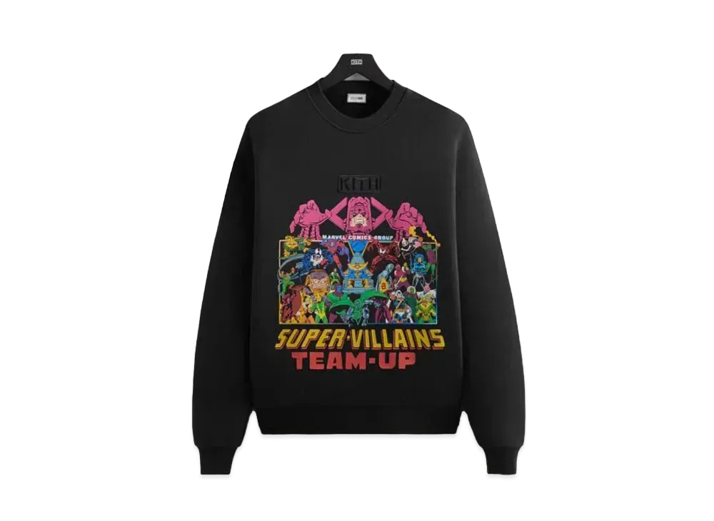 KITH x MARVEL Team Up Vintage Nelson Crewneck "Black"