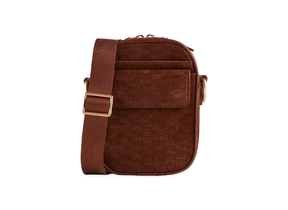 Kith Monogram Suede Utility Pouch Crossbody "Walnut"