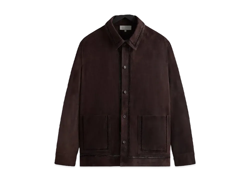 Kith Ladder Stitch Suede Boxy Collared Overshirt "Incognito"