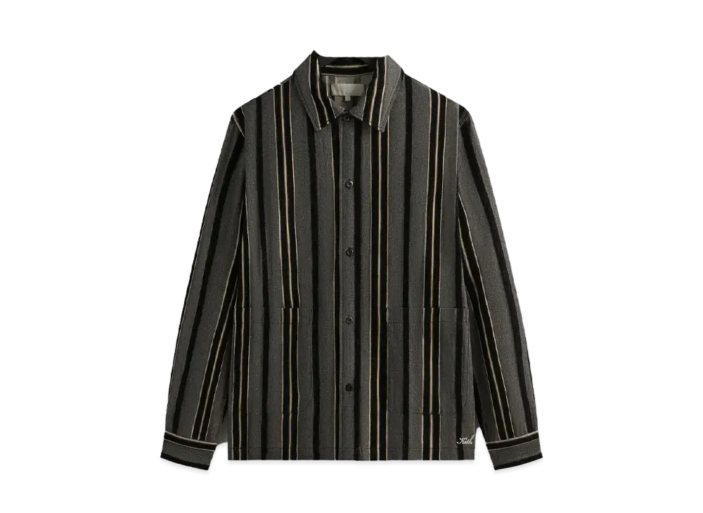 Kith Striped Flannel Boxy Collared Overshirt "Black"