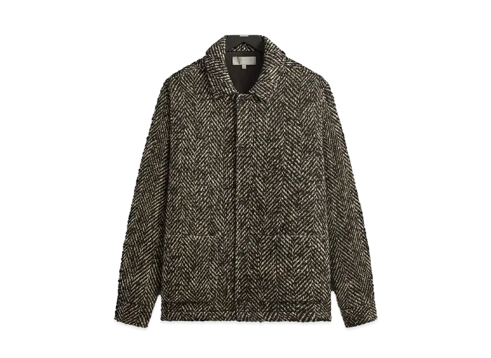 Kith Oversized Herringbone Boxy Collared Overshirt "Black"