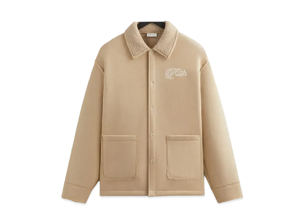 Kith Faux Shearling Long Sleeve Boxy Collared Overshirt "Stolid"