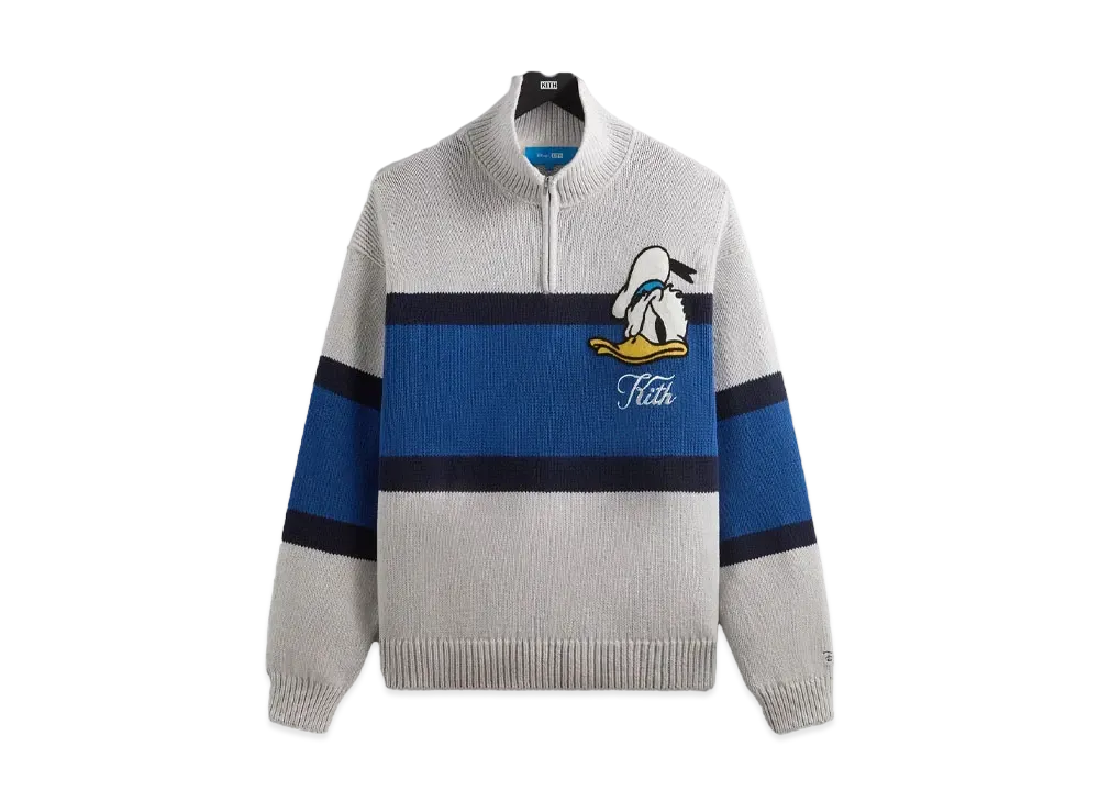 Kith x Disney For Donald Duck Quarter Zip Wyona Sweater "Light Heather Grey"