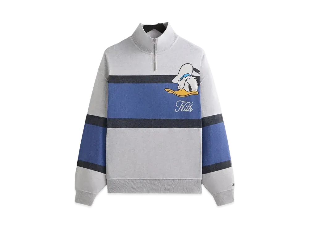 Kith x Disney For Donald Duck Quarter Zip Fleece Wyona Sweatshirt "Light Heather Grey"