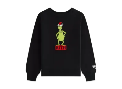 Kith x The Grinch Kids Classic Standing Logo Crewneck "Black"