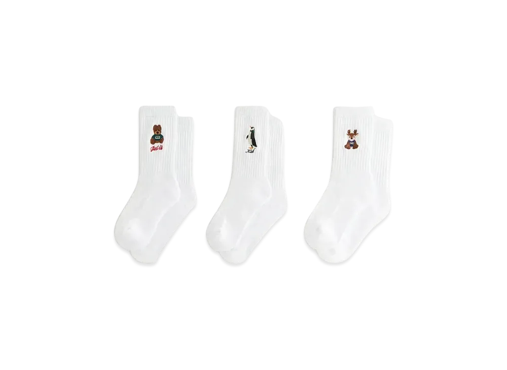 Kith Kithmas Kids 3 Pack Crew Socks "White"