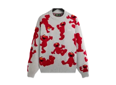Kith x Sesame Street Elmo Intarsia Crewneck Sweater "Light Heather Grey"