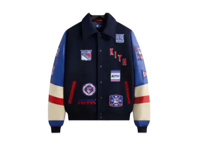 Kith x The New York Rangers Wool Leather Varsity Jacket "Nocturnal"