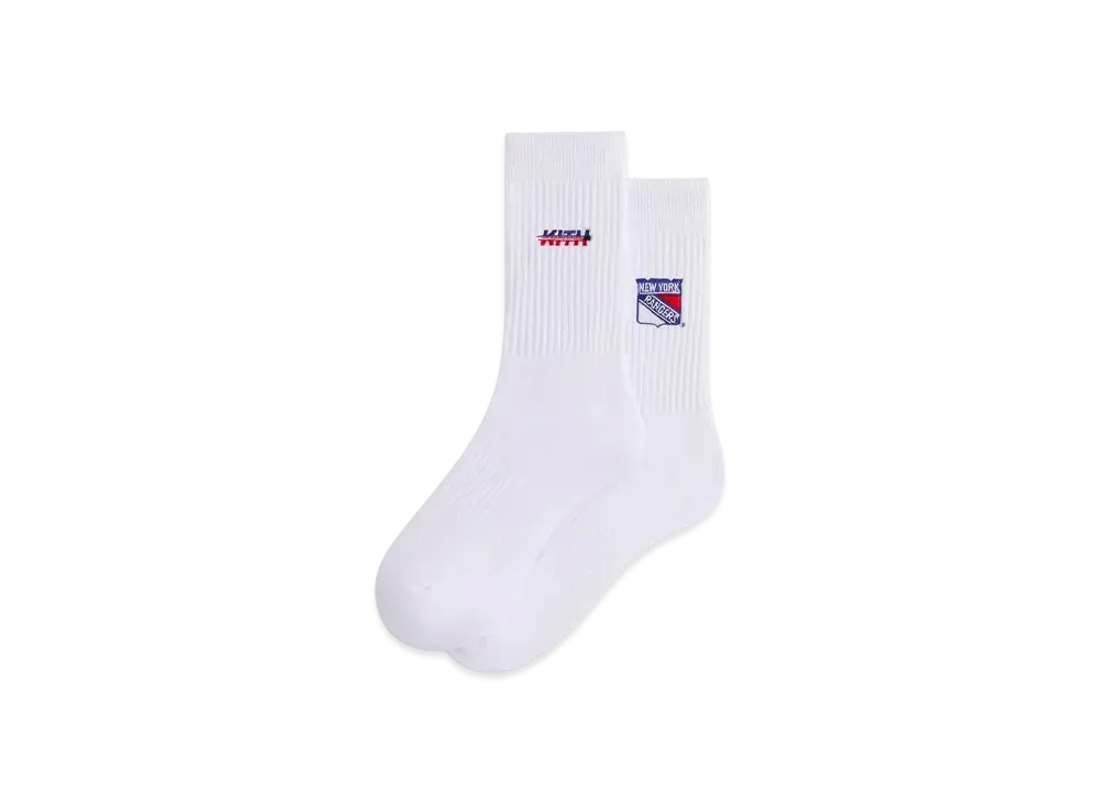 Kith x The New York Rangers Puck Logo Crew Socks "White"
