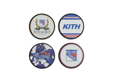 Kith x The New York Rangers x Inglasco 4-Pack Puck Coasters PH "Multi"