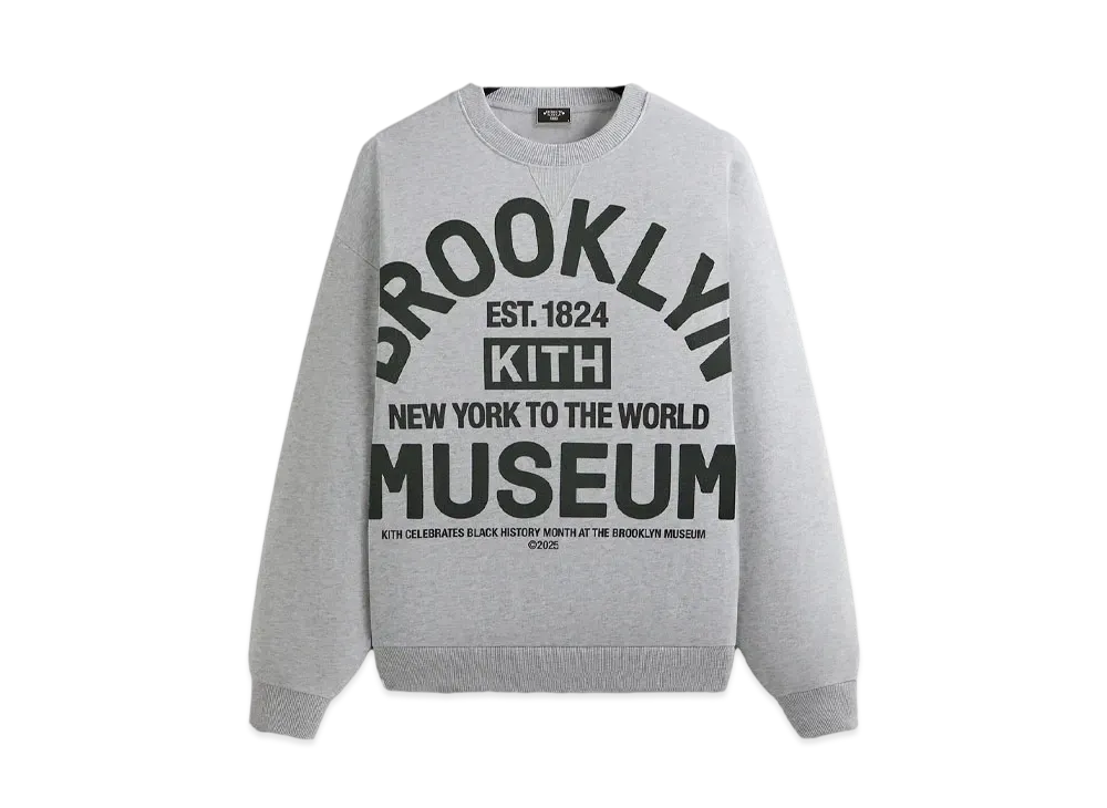 Kith x Brooklyn Museum Collegiate Nelson Crewneck "Light Heather Grey"