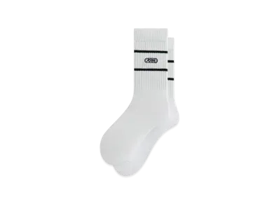 Kith Embroidered Logo Striped Crew Sock "White"