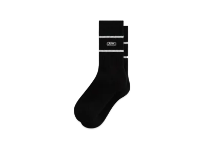 Kith Embroidered Logo Striped Crew Sock "Black"