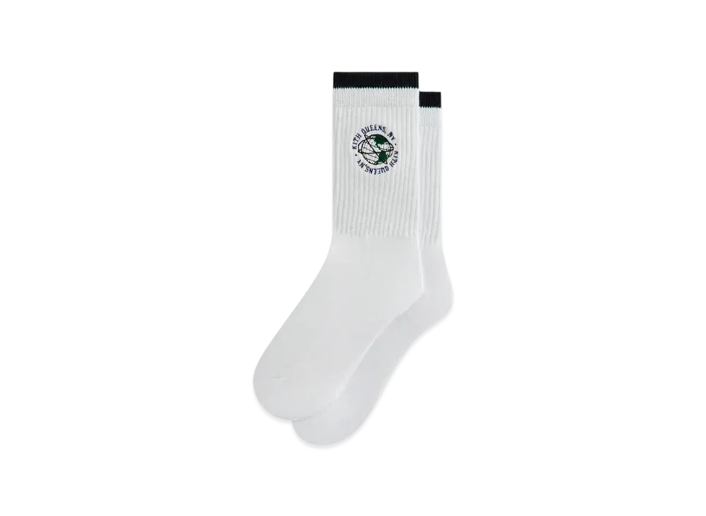 Kith Embroidered Globe Crew Sock "White"