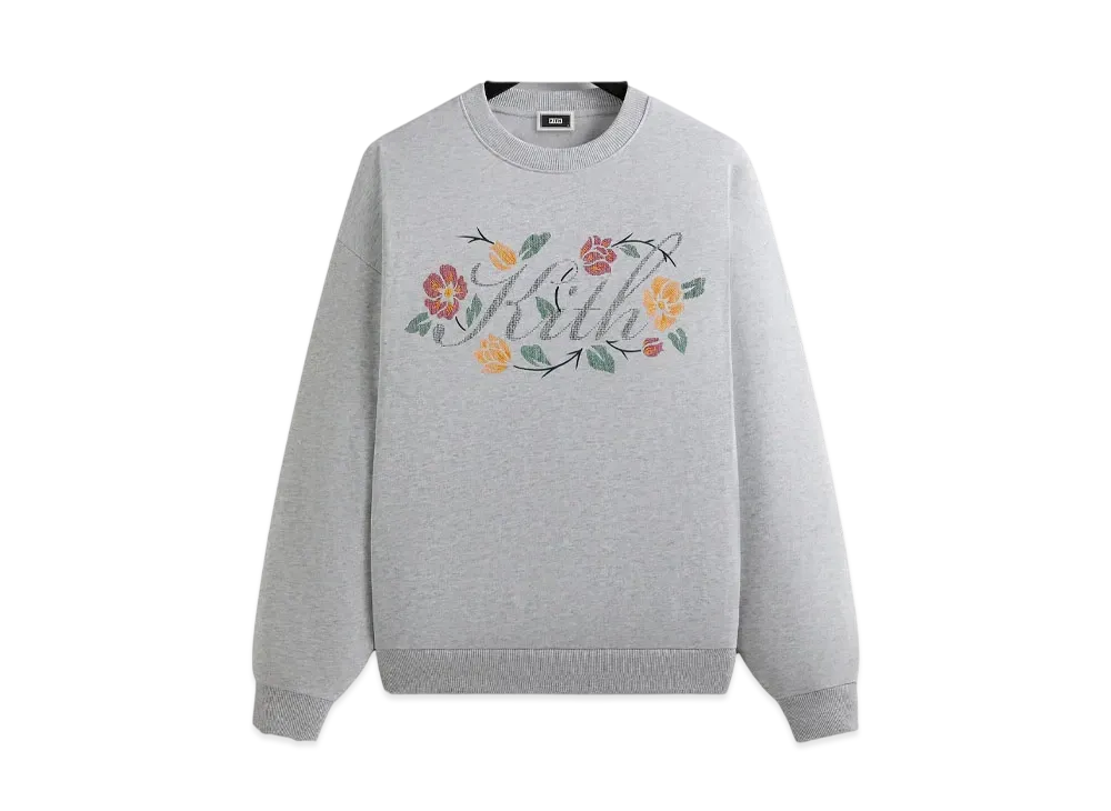 Kith Floral Script Nelson Crewneck "Light Heather Grey"