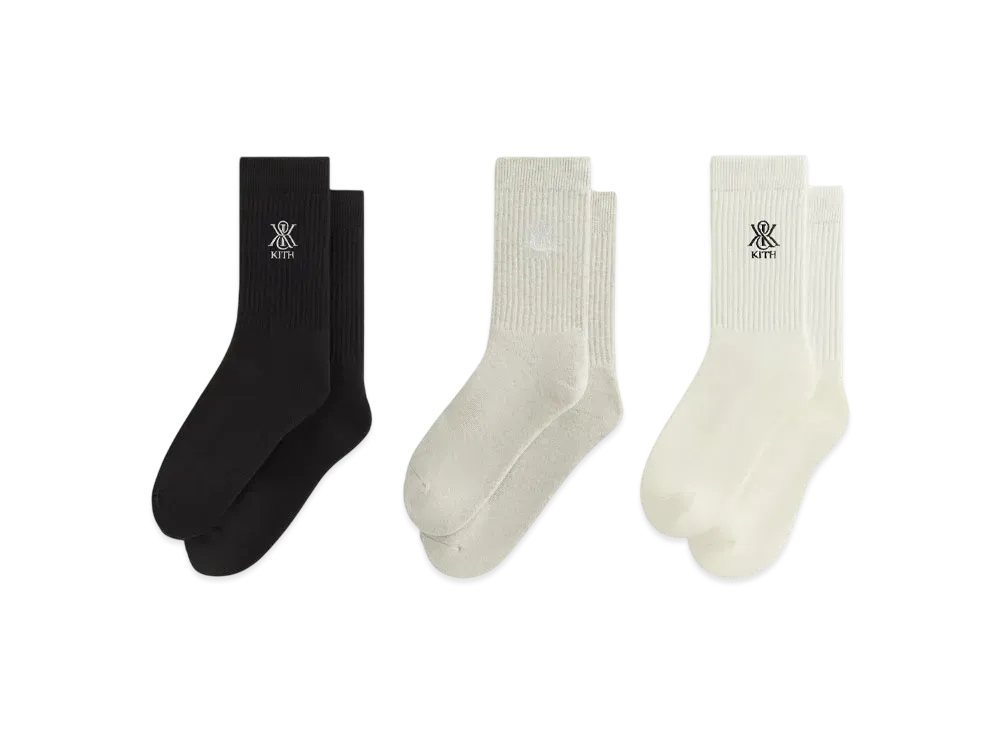 Kith 3-Pack Crest Crew Socks "Multi"