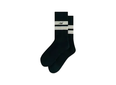 Kith Double Stripe Script Embroidered Cotton Crew Socks "Stadium"