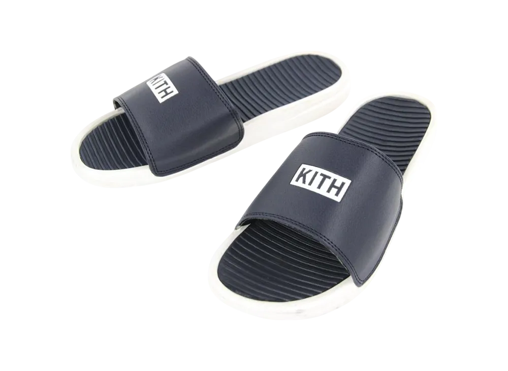 Kith Bleach Slider Flip Flops "Navy"