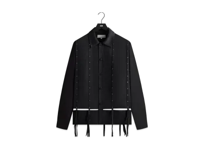 Kith &Kin Ribbon Long Sleeve Boxy Collared Overshirt "Black"