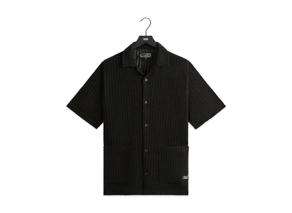 Kith Cotton Mesh Thompson Camp Collar Shirt "Black"