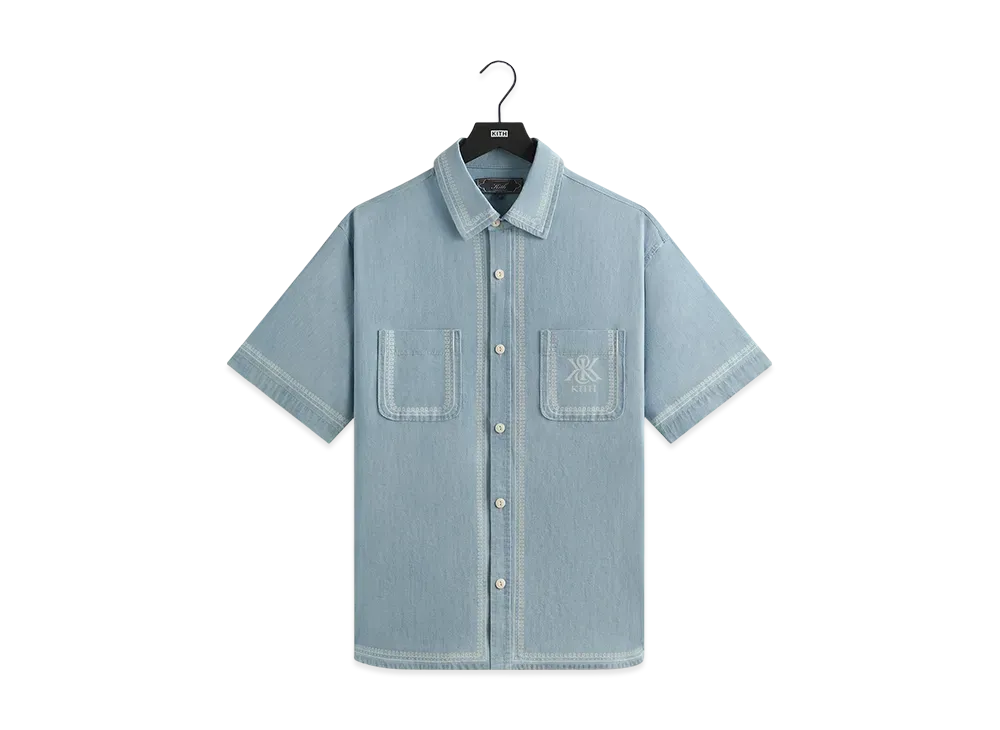 Kith Chambray Paxton Short Sleeve Buttondown "Light Indigo"
