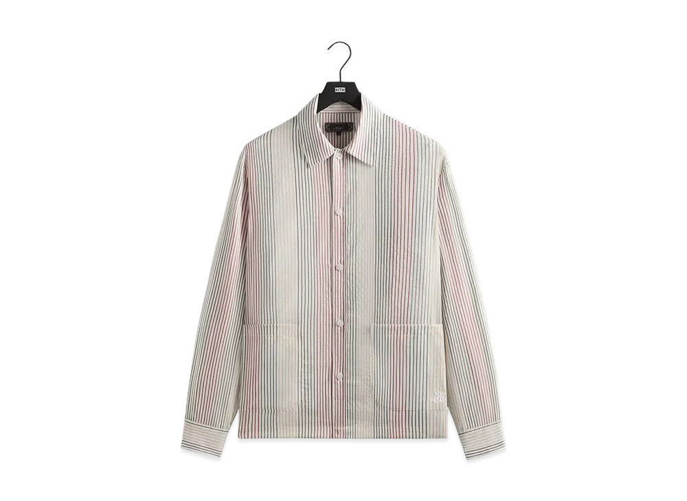 Kith Seersucker Long Sleeve Boxy Collared Overshirt "White"