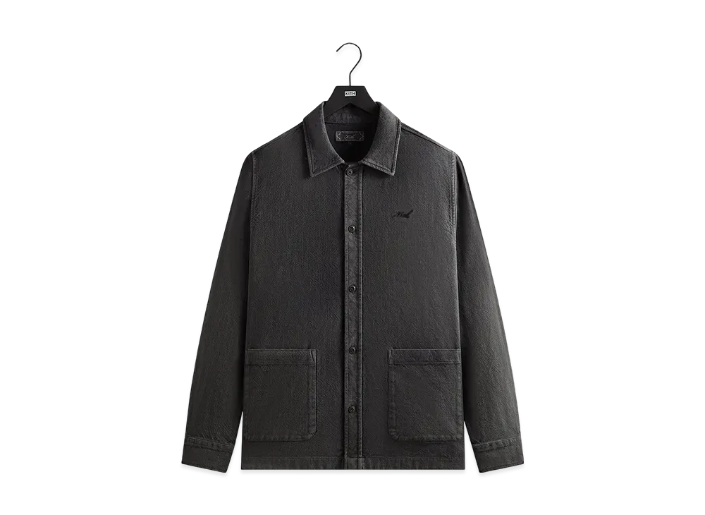 Kith Soft Woven Long Sleeve Boxy Collared Overshirt "Carbon"