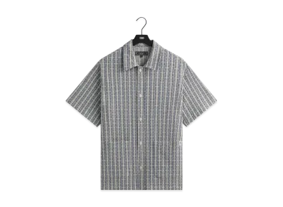 Kith Bubble Check Short Sleeve Boxy Collared Overshirt "Light Indigo"