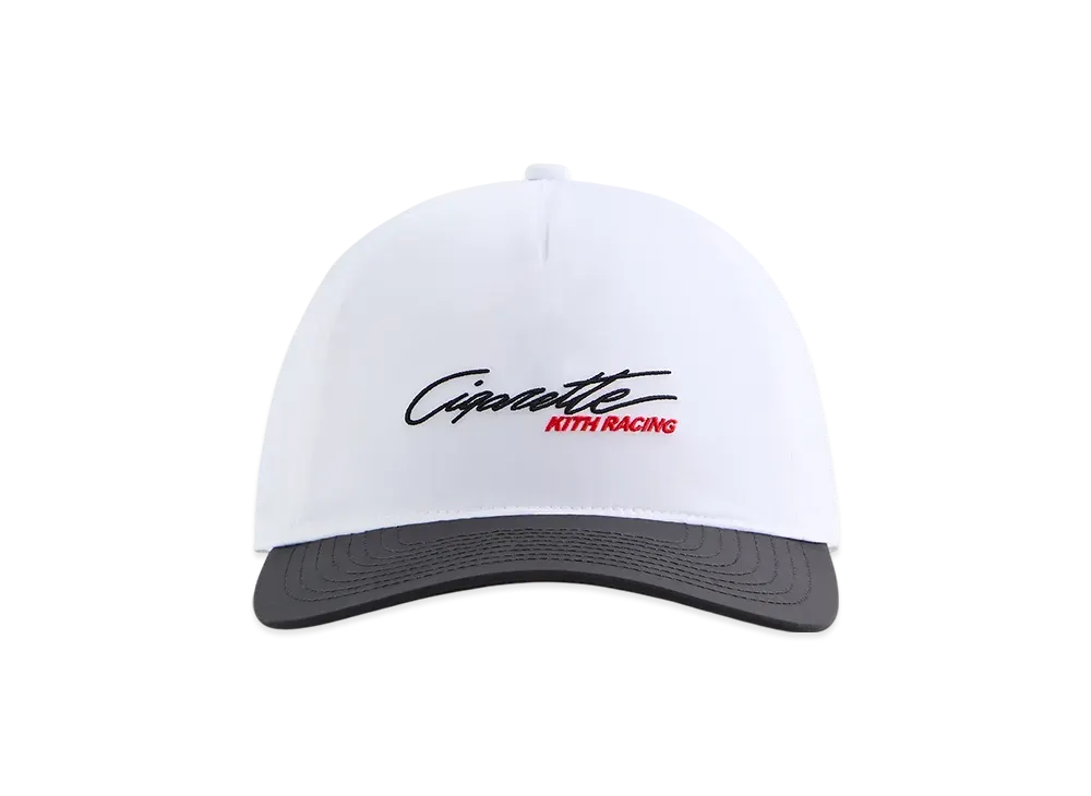 Kith x Cigarette Wrinkle Nylon Bay Low Pinch Crown Snapback "White"