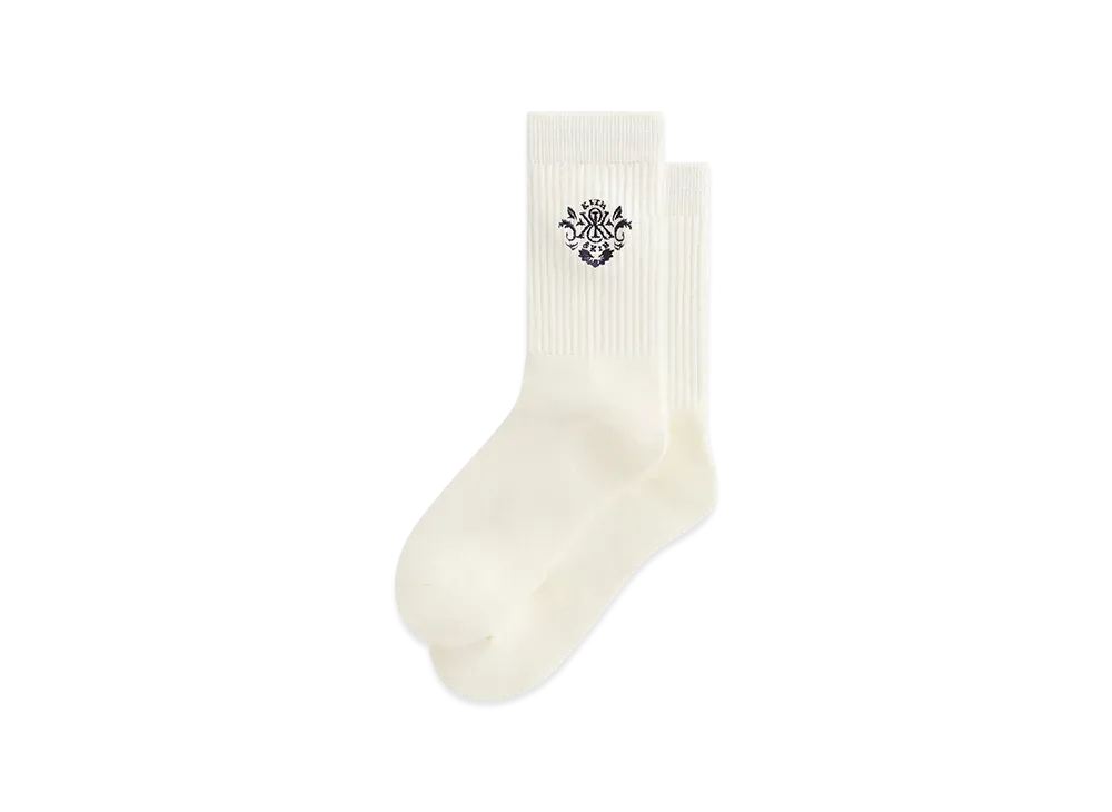 Kith Ornate Crest Logo Crew Socks "Silk"