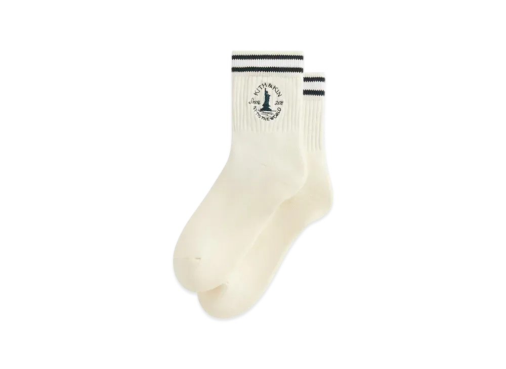 Kith & Kin Logo Mid Crew Sock "Sandrift"