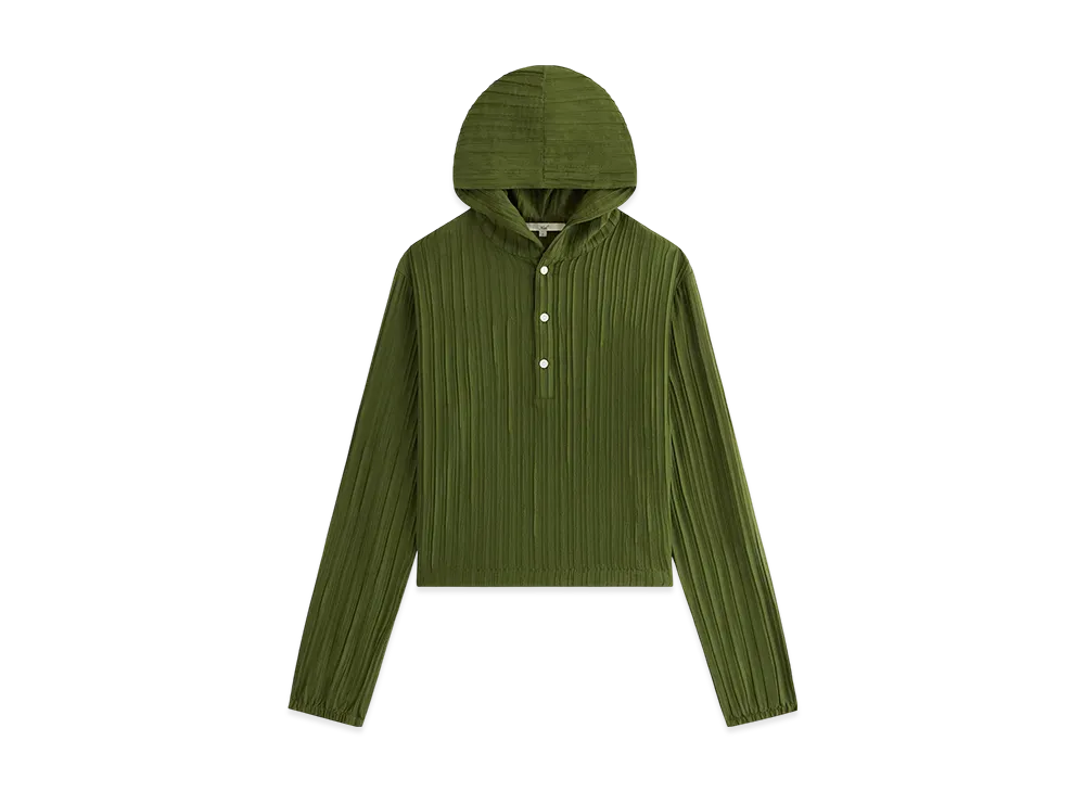 Kith Women Umi Plisse Drawstring Hoodie "Kelp"