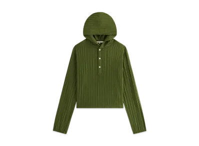 Kith Women Umi Plisse Drawstring Hoodie "Kelp"