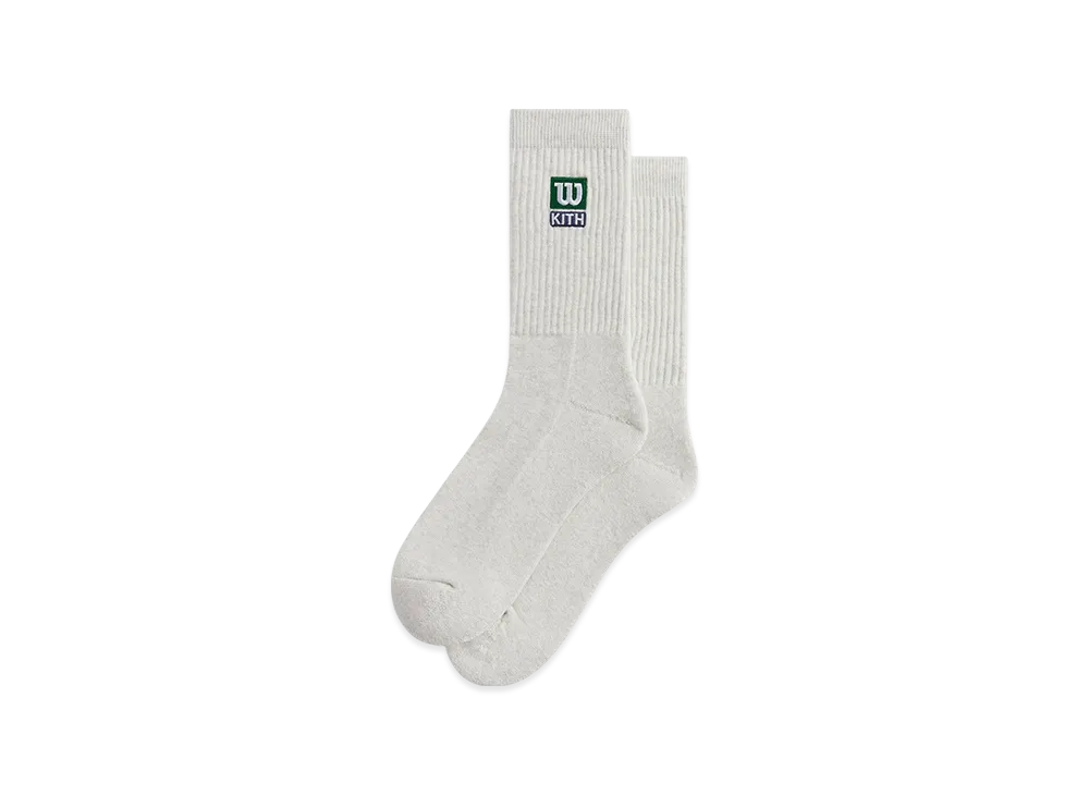 Kith x Wilson Logo Crew Socks "Light Heather Grey"