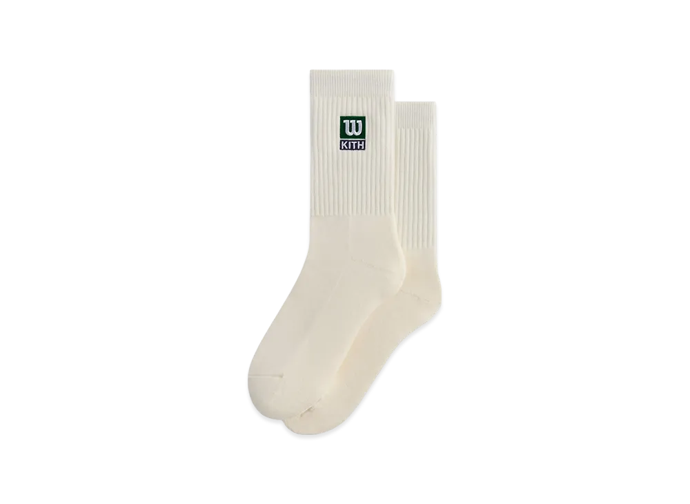 Kith x Wilson Logo Crew Socks "White"