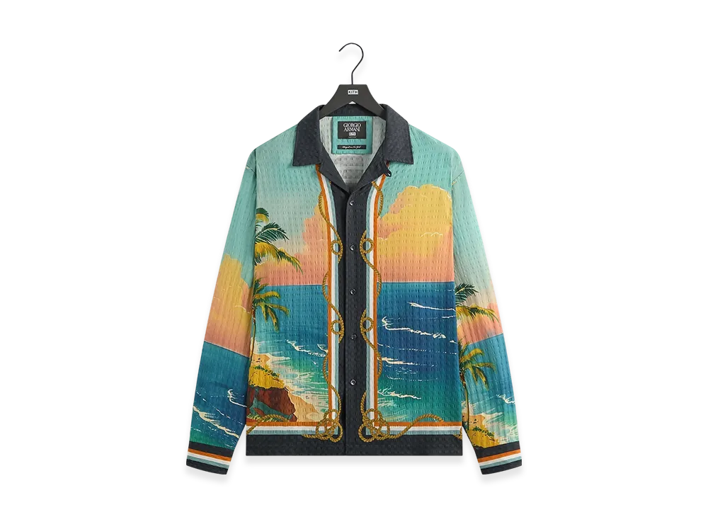 Kith x Giorgio Armani Ornamental Print Long Sleeve Thompson Camp Collar Shirt "Multi"