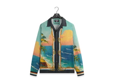 Kith x Giorgio Armani Ornamental Print Long Sleeve Thompson Camp Collar Shirt "Multi"