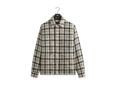 Kith x &Kin Windowpane Boucle Long Shirt Boxy Collared Overshirt "Sandrift"