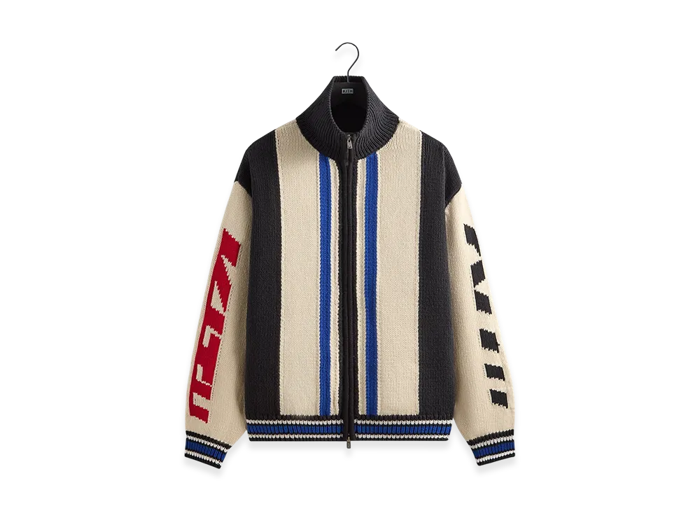 Kith Color-Blocked Moto Full Zip Wyona Sweater "Sandrift"