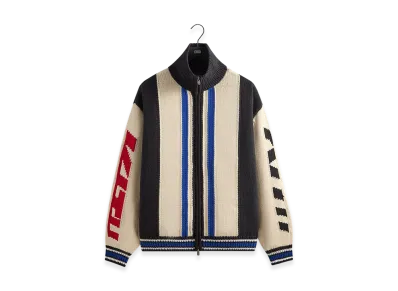 Kith Color-Blocked Moto Full Zip Wyona Sweater "Sandrift"