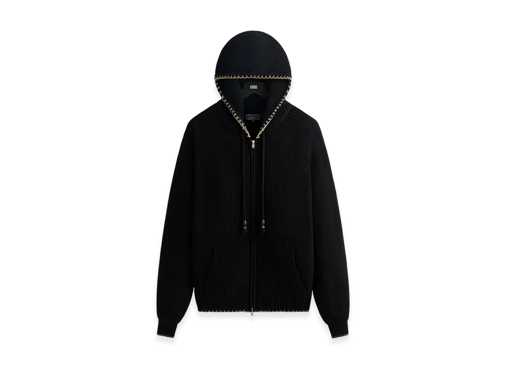 Kith Full Zip Miles Knit Hoodie "Black"