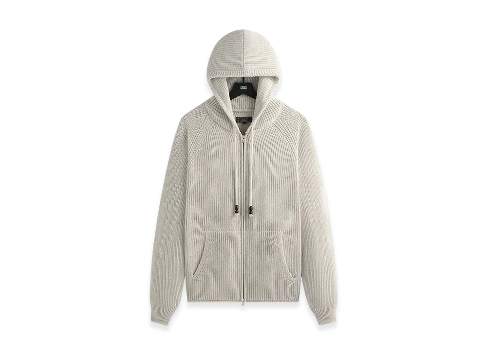 Kith Full Zip Miles Knit Hoodie "Light Heather Grey"