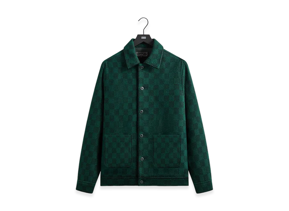 Kith Check Boucle Boxy Collared Overshirt "Ivy Green"