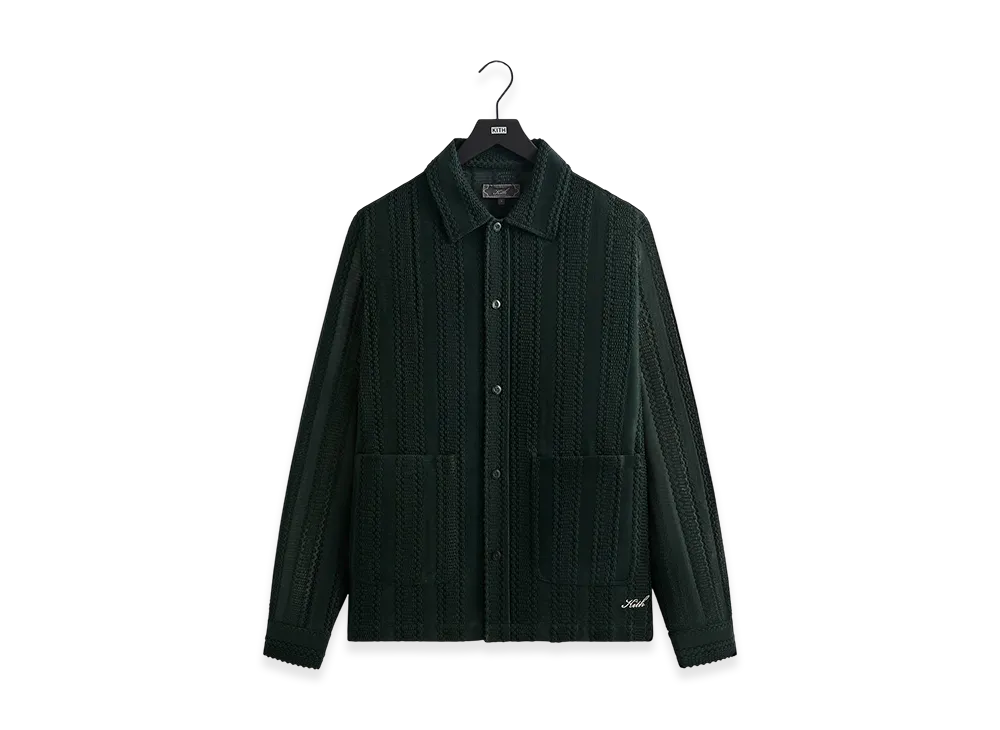 Kith Ladder Lace Long Sleeve Boxy Collared Overshirt "Stadium"